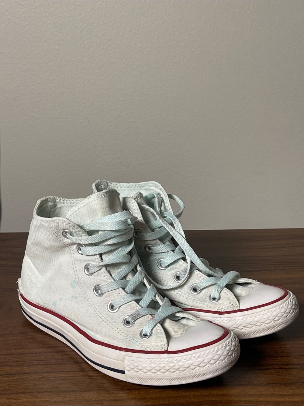 Converse Women's High-Top Sneakers in Pale Mint with Red Stripe